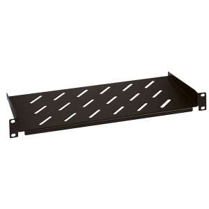 Legrand 1U 19 inch rack shelf, black, 250mm deep, fixed, 50kg capacity - Legrand