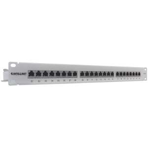 IntelliNet CAT6 FTP geschirmter Patchpanel, 24 Ports, 1HE, grau - Patchpanels