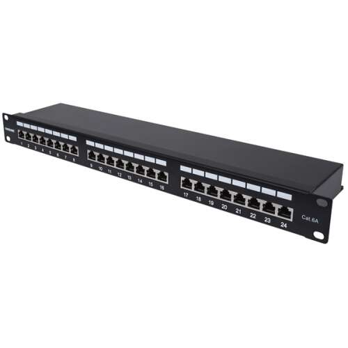 Manhattan Patch panel 24-portový Cat6A FTP tienený, 1U, čierny