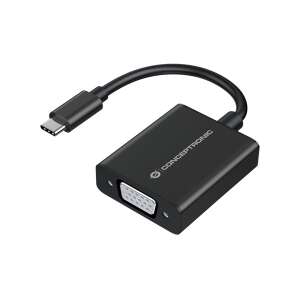 Adapter Conceptronic ABBY05B USB-C do VGA, czarny, FullHD 1080p 60Hz - Conceptronic Konwerter USB