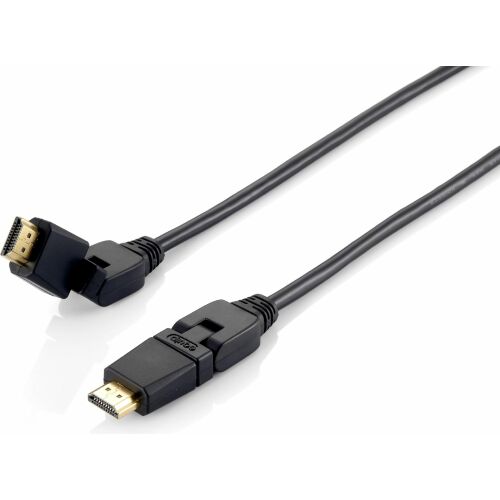 Equip 119362 HDMI 2.0 kábel, apa-apa, 4K 60Hz, aranyozott, forgatható csatlakozók, 2m