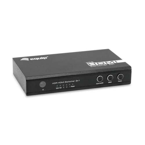 Comutator Equip HDR HDMI 3x1, negru, 3 intrări, 1 ieșire, telecomandă, rezoluție 4K