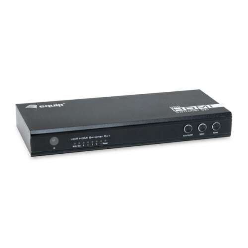 Equip HDMI 2.0 Switch 5x1, čierny, s 5 vstupmi a 1 výstupom, podporuje rozlíšenie 4K, HDR10, Dolby Vision a diaľkové ovládanie