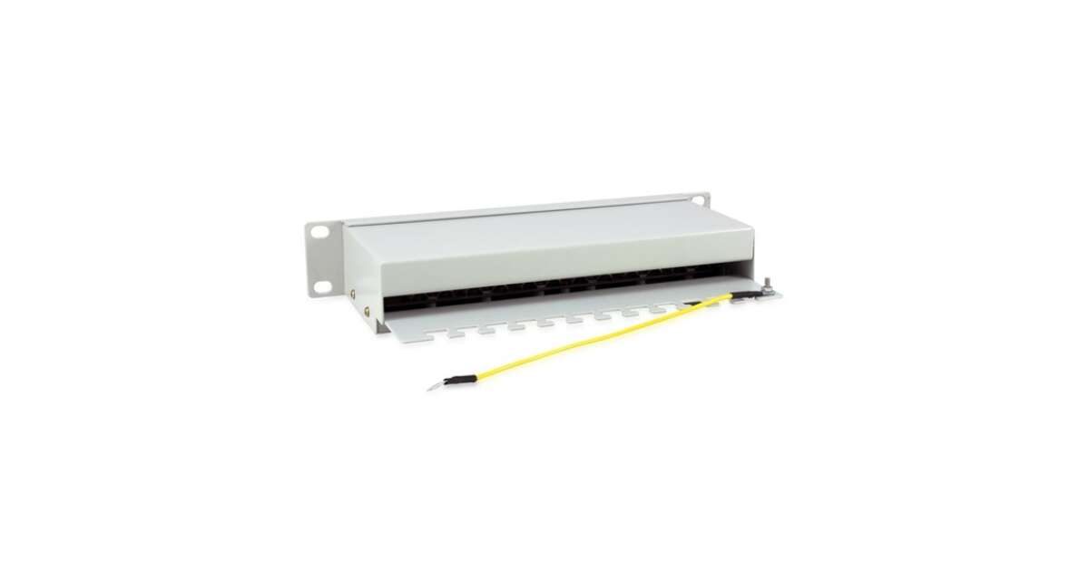 208014 12-Port Cat.6 Shielded Patch Panel, Light Grey - Equip
