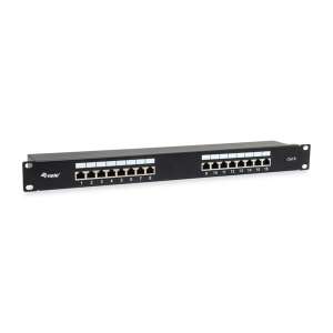 equip 16-port Cat6 shielded patch panel, black, 1U, network distribution unit - Patch Panel