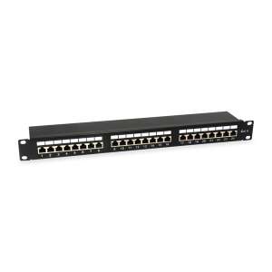 equip® 24 portos Cat.6 árnyékolt patch panel, fekete, 1U, 19 hüvelyk, hálózati elosztó egység, kábelkezelő rendszer - Equip