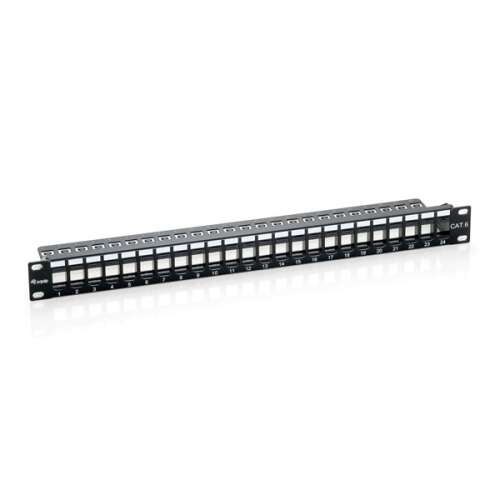 Equip Keystone Patch Panel, 24 portov, Cat6, 1U, netienený, čierny
