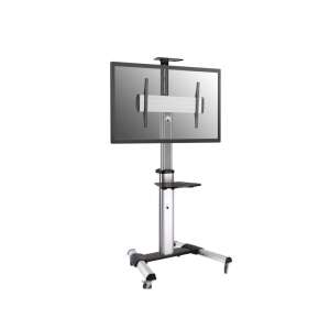 Equip 650602 mobile TV stand with shelf, 37-70 inch TVs, black and silver - Equip