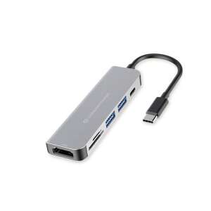Conceptronic DONN02G Adapter wieloportowy USB-C do HDMI, USB-C PD, USB 3.0, SD, MicroSD/TF, szary - Stacja dokująca