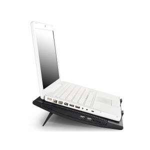 DeepCool WIND PAL FS Laptop Cooler with laptop on top, in use - DeepCool