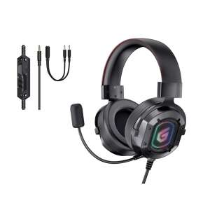 Conceptronic ATHAN03B Gaming-Headset mit RGB-Beleuchtung, 50mm-Treibern, Mikrofon und Lautstärkeregler - Conceptronic