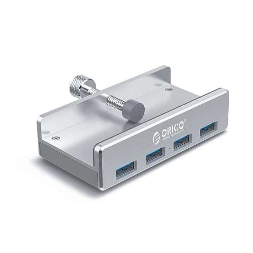 Orico USB 3.0 Hub mit 4 Anschlüssen, silber, Klemmbefestigung