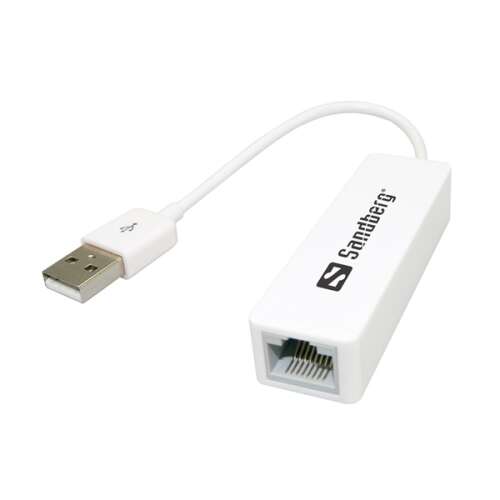 Sieťový adaptér Sandberg USB, biely, adaptér USB na RJ45, 10/100Mbps