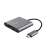 Trust Dalyx 3-v-1 Multiport USB-C adaptér, sivý, hliník, USB-C samec / HDMI + Type-C + USB3.1 samica, pohľad pod uhlom