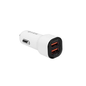 S-Link Autós töltő - SL-EC30M (2db USB, 5V/2.4A/3,4A, 17W, Micro usb, 100cm adat+töltőkábel, fehér)