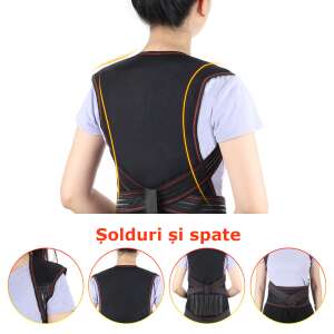 Turmaline Magnetic Heating Vest with 118 Magnets, Lumbar, Neck, Shoulder, Abdomen, and Neck Support Belt, Posture Corrector Function, Adjustable, Size M, Black