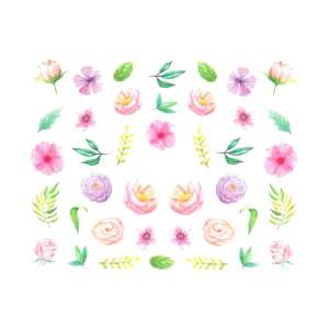 Vízálló körömmatricák, virágmintás, BN-927, Yi Kow Nail Accessory - Körömmatrica
