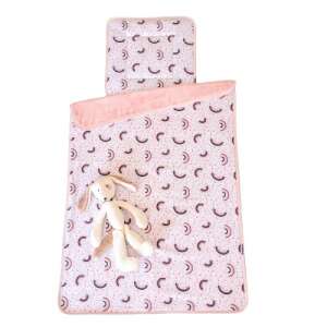 Pukka Szivárványos babatakaró lapos párnával, rózsaszín és fehér, szivárvány mintával, babáknak - Pukka