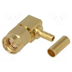 SMA hím-nő 90 fokos derékszögű krimpelhető csatlakozó, aranyozott - Csatlakozó