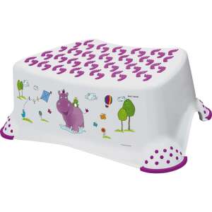 Keeeper Hippo Step Stool for Kids, White with Purple Accents - Step Stool