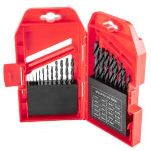 19 piece HSS metal drill bit set, 1.0-10.0 mm, in a red plastic case - Top Tools