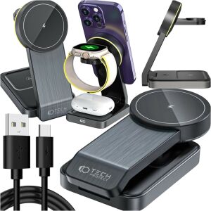 Colaj cu încărcătorul wireless Tech-Protect 3 în 1 MagSafe pentru mai multe dispozitive - Tech-Protect