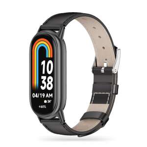 Tech-Protect Leatherfit Xiaomi Smart Band 8 / 8 NFC czarny pasek, czarny skórzany pasek do Xiaomi Smart Band 8 - Tech-Protect
