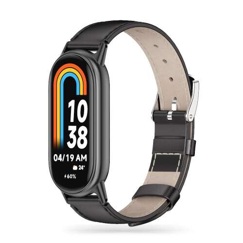 Tech-Protect Leatherfit Xiaomi Smart Band 8 / 8 NFC Black Strap, black leather strap for Xiaomi Smart Band 8