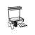 Black dish drying rack with two tiers, cutlery holder, knife holder, and cutting board holder disassembled