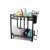 Black dish drying rack with two tiers, cutlery holder, knife holder, and cutting board holder