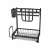 Black dish drying rack with two tiers, cutlery holder, knife holder, and cutting board holder
