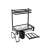 Black dish drying rack with two tiers, cutlery holder, knife holder, and cutting board holder disassembled