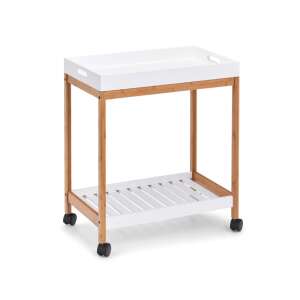 Zeller Servierwagen mit Tablett, weiß und Bambus, 62x54x34 cm - Innenarchitektur