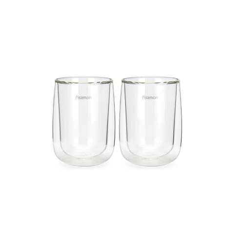 Fissman Bonbon double-walled glass cups, set of 2, 350ml, clear