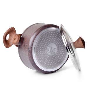 Fissman Magic Brown 2.7L hliníkový hrniec so skleneným vekom a drevenými rukoväťami - Nádoby na varenie a pečenie