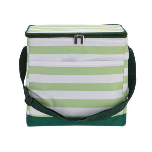 Izolovaná chladiacia taška Excellent Houseware, zeleno-biela pruhovaná, 15 litrov