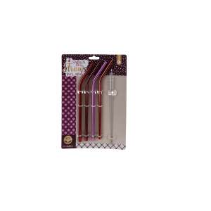 Set of 4 stainless steel straws with cleaning brush, Excellent Houseware brand - Straw