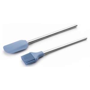 Ibili-Ecoprof 2 piece kitchen utensil set, silicone spatula and brush with stainless steel handles, blue - Kitchen Tool Set