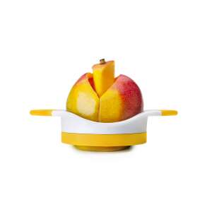 Krajalnica do mango Ibili, żółta i biała krajalnica do mango z tworzywa sztucznego, ostrze ze stali nierdzewnej, łatwa w użyciu, idealna do krojenia mango - Krajalnica ręczna