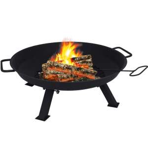 Ambiance black metal fire pit with fire grate and poker, 56 cm diameter, 22 cm high - Fireplace & Stove