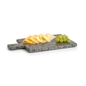 Zeller granite serving board with cheese and grapes, angled view - Serving