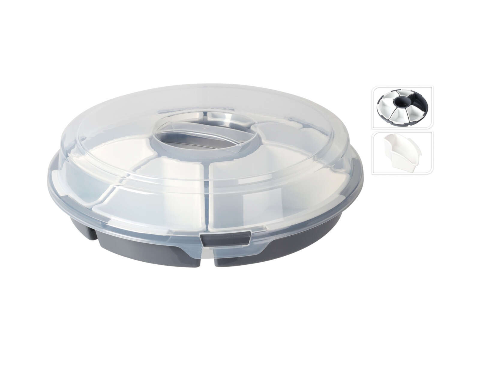 Set servire snacksuri Excellent Houseware, polipropilena, 33x9 cm, gri/alb