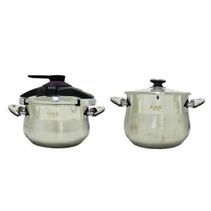 OMS Collection 2-teiliges Druckkochtopf-Set, 18/10 Edelstahl, versilbert - Koch- & Backgeschirr