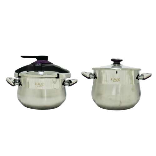 OMS Collection 2-teiliges Druckkochtopf-Set, 18/10 Edelstahl, versilbert