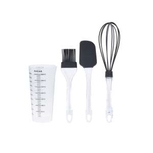 Excellent Houseware 4-piece Baking Set, Plastic/Silicone, 7.5x16 cm, Anthracite/Transparent 65459124 - Pastry decorating tool