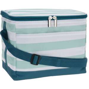 Excellent Houseware insulated lunch bag, white and blue striped, with shoulder strap - Food & beverage carrier