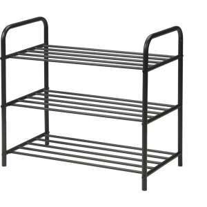 Black metal shoe rack with 3 shelves - Shoe Storage