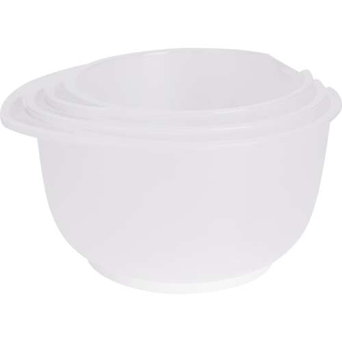 Sada 3 miešacích misiek, Excellent Houseware, 16/19/22x12 cm, priehľadná/biela