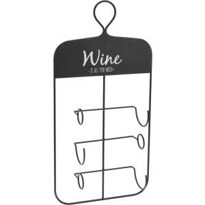 Suport pentru sticle de vin din metal negru, pentru 3 sticle, montare pe perete, Excellent Houseware - Instrumente de bar