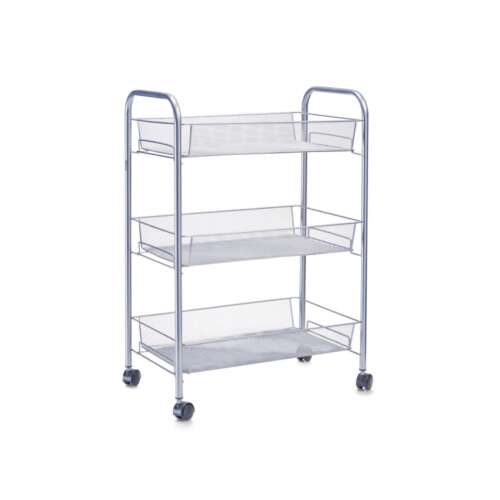 Zeller 3-Tier Rolling Cart, Chrome Steel, 44x26x63 cm, Silver